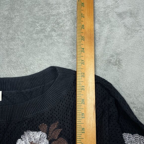Beautiful By Lawrence Zarian Floral Knit Black Sweater XXS Cotton Blend a1557 - Picture 3 of 8